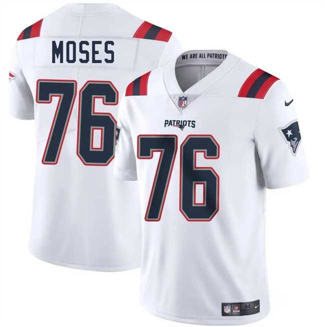 Men & Women & Youth New England Patriots #76 Morgan Moses White 2025 Vapor Limited Stitched Jersey